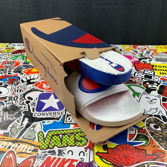 Champion Red White And Blue Slides Womens 7 / 9 - Picture 11 of 11